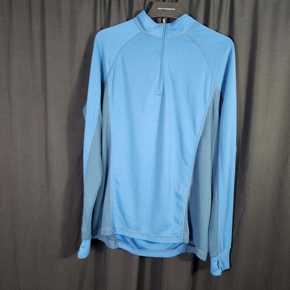 LL Bean Mens XL Tall Blue Quarter Zip‎ Pullover Base Layer Thumbholes 0PF43